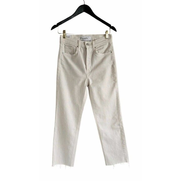 Frank & Eileen Womens Monaghan Cream Denim Jean Size 26 Straight Leg Raw Hem - Picture 1 of 7